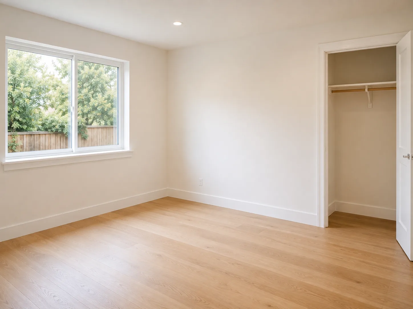 Freshly remodeled room with fine construction dust being removed from window frames and floors